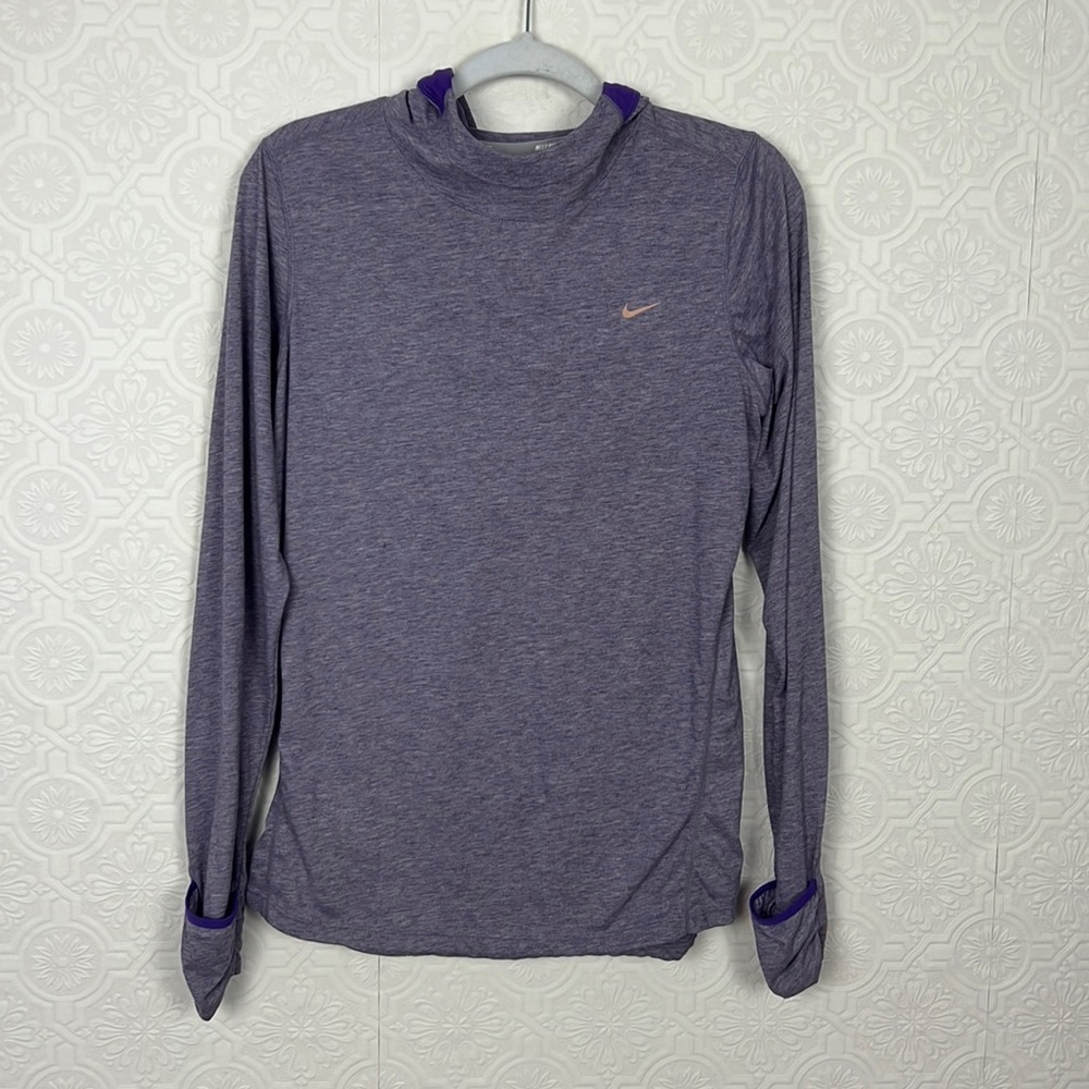 Nike Running Cowl‎ Neck Sweatshirt Thermal Purple Hoodie Dri Fit Fitted